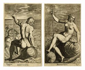 PHILIPS GALLE : Semideorum marinorum amnicorumque sigillariae imagines perelegantes / Semideorum marinorum nympharum Oceanitidum, Ephydridum potamidum, naiadum. Lynadumque icones, in gratiam picturae studiosae iuventutis delineatae sculptae:et editae...  - Asta Arte Antica, Moderna e Contemporanea [parte I] - Associazione Nazionale - Case d'Asta italiane