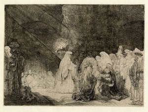 REMBRANDT HARMENSZOON VAN RIJN - La presentazione al tempio in orizzontale.