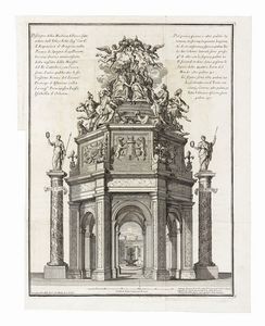 DOMENICO PARADISI - Dissegno della Machina di Fuoco fatto ardere dall'Emo, e Rmo Sig.re Card.e d'Acquaviva d'Aragona nella Piazza di Spagna il 19 Decembre 1721.