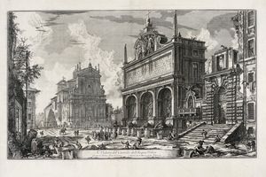 GIOVANNI BATTISTA PIRANESI - Veduta del Castello dell'Acqua Felice presso le Terme Diocleziane.