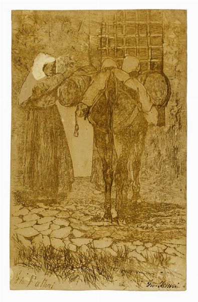 Giovanni Fattori : La cerca del vino.  - Asta Arte Antica, Moderna e Contemporanea [parte II] - Associazione Nazionale - Case d'Asta italiane