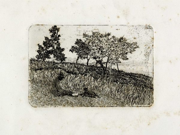 Giovanni Fattori : Riposo nei campi.  - Asta Arte Antica, Moderna e Contemporanea [parte II] - Associazione Nazionale - Case d'Asta italiane