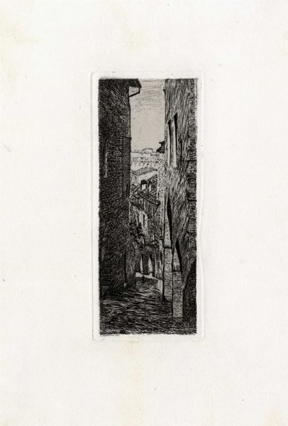 Telemaco Signorini : Vicolo in Siena.  - Asta Arte Antica, Moderna e Contemporanea [parte II] - Associazione Nazionale - Case d'Asta italiane