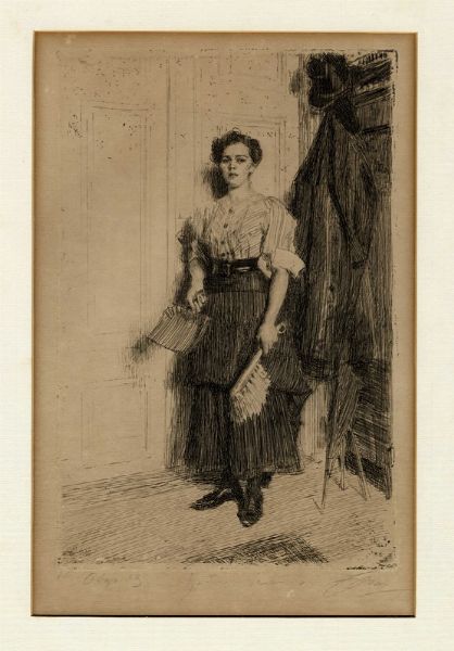 Anders Leonard Zorn : The new maid.  - Asta Arte Antica, Moderna e Contemporanea [parte II] - Associazione Nazionale - Case d'Asta italiane