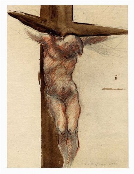 Pietro Annigoni : Crocifissione.  - Asta Arte Antica, Moderna e Contemporanea [parte II] - Associazione Nazionale - Case d'Asta italiane