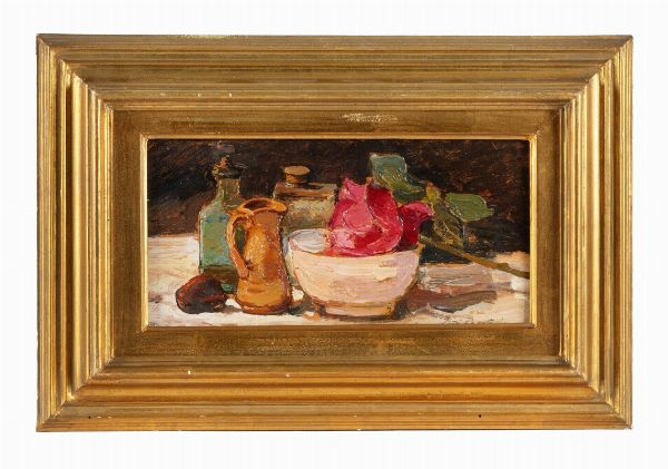 Giovanni Bartolena : Natura morta composita.  - Asta Arte Antica, Moderna e Contemporanea [parte II] - Associazione Nazionale - Case d'Asta italiane