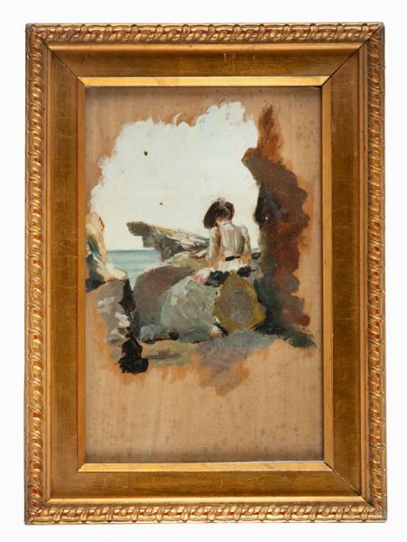 VITTORIO MATTEO CORCOS : Signora sugli scogli.  - Asta Arte Antica, Moderna e Contemporanea [parte II] - Associazione Nazionale - Case d'Asta italiane