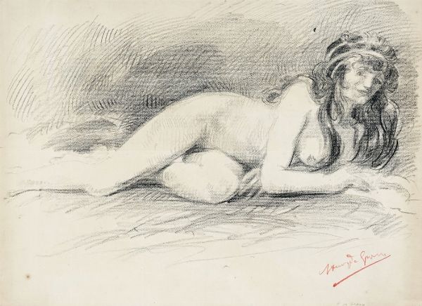 HENRY DE GROUX : Nudo femminile disteso.  - Asta Arte Antica, Moderna e Contemporanea [parte II] - Associazione Nazionale - Case d'Asta italiane