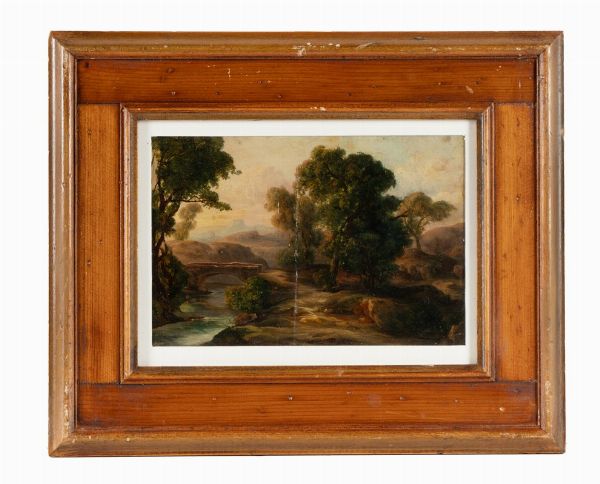 Serafino De Tivoli : Paesaggio con ponte e ruscello.  - Asta Arte Antica, Moderna e Contemporanea [parte II] - Associazione Nazionale - Case d'Asta italiane