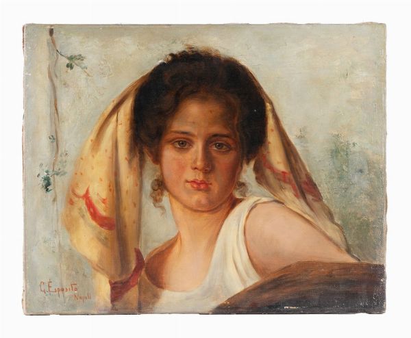 Gaetano Esposito : Ritratto di giovane ragazza.  - Asta Arte Antica, Moderna e Contemporanea [parte II] - Associazione Nazionale - Case d'Asta italiane