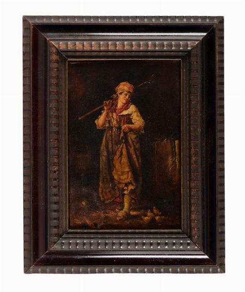 Giacomo Favretto : La contadina.  - Asta Arte Antica, Moderna e Contemporanea [parte II] - Associazione Nazionale - Case d'Asta italiane