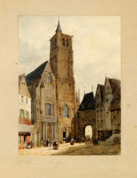 HIPPOLYTE GARNERAY : Lotto composto di 2 piccole vedute francesi.  - Asta Arte Antica, Moderna e Contemporanea [parte II] - Associazione Nazionale - Case d'Asta italiane