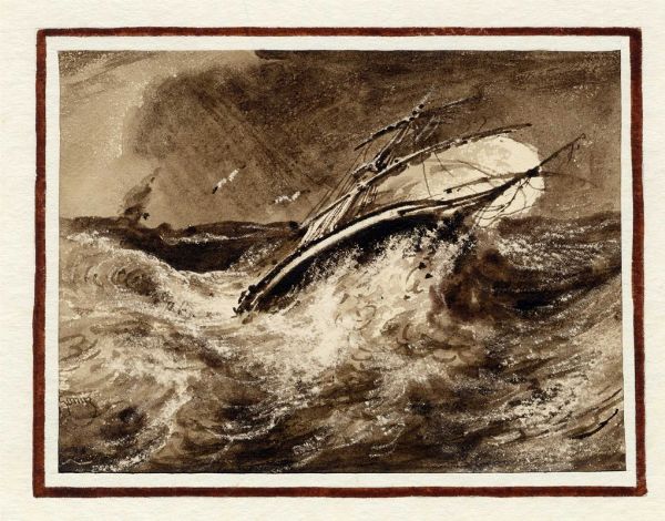 Francesco Gonin : Mareggiata.  - Asta Arte Antica, Moderna e Contemporanea [parte II] - Associazione Nazionale - Case d'Asta italiane