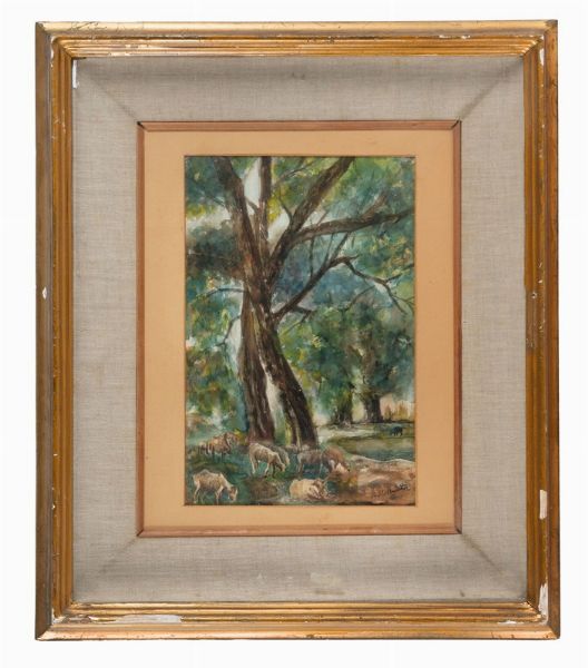 Alphons Hollaender : Scena pastorale.  - Asta Arte Antica, Moderna e Contemporanea [parte II] - Associazione Nazionale - Case d'Asta italiane