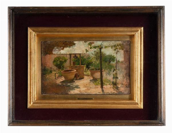 Silvestro Lega : Cortile/Natura morta.  - Asta Arte Antica, Moderna e Contemporanea [parte II] - Associazione Nazionale - Case d'Asta italiane