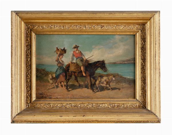 GIOVANNI MILONE : Coppia di paesani con animali.  - Asta Arte Antica, Moderna e Contemporanea [parte II] - Associazione Nazionale - Case d'Asta italiane