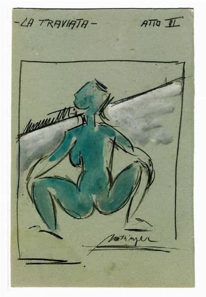 NERINO NANNETTI (NERI) : La Traviata. Atto II.  - Asta Arte Antica, Moderna e Contemporanea [parte II] - Associazione Nazionale - Case d'Asta italiane