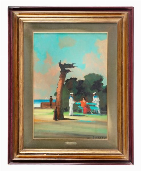 Renato Natali : Figure sulla panchina.  - Asta Arte Antica, Moderna e Contemporanea [parte II] - Associazione Nazionale - Case d'Asta italiane