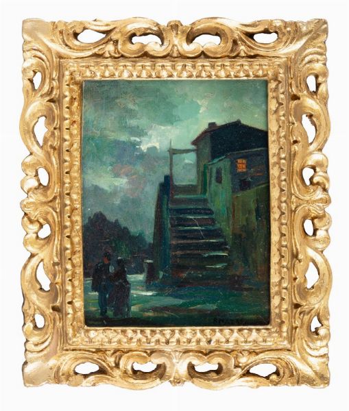 Renato Natali : Veduta con casa colonica.  - Asta Arte Antica, Moderna e Contemporanea [parte II] - Associazione Nazionale - Case d'Asta italiane