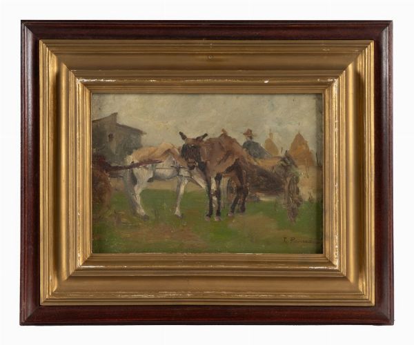 Ruggero Panerai : Cavalli aggiogati.  - Asta Arte Antica, Moderna e Contemporanea [parte II] - Associazione Nazionale - Case d'Asta italiane