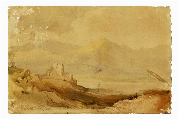 ALBERTO PASINI : Paesaggio con rovine.  - Asta Arte Antica, Moderna e Contemporanea [parte II] - Associazione Nazionale - Case d'Asta italiane