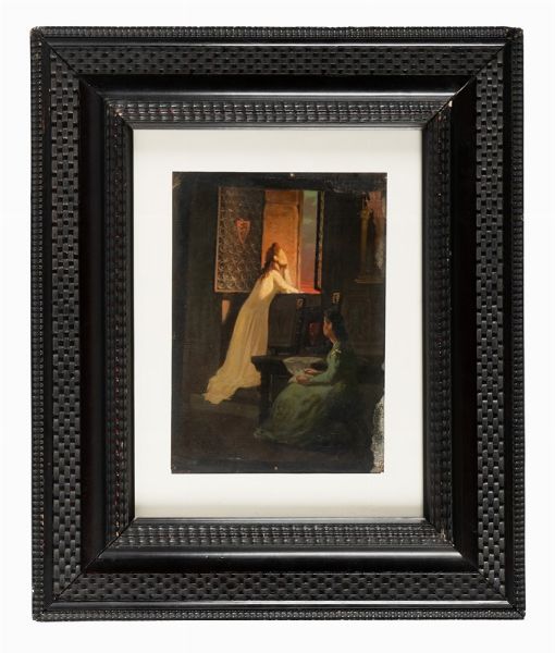 PIETRO SALTINI : Coppia di figure femminili alla finestra.  - Asta Arte Antica, Moderna e Contemporanea [parte II] - Associazione Nazionale - Case d'Asta italiane