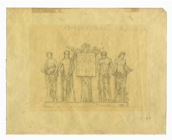 Salvatore Saponaro : Bozzetto per il fastigio centrale del Palazzo della Cassa di Risparmio di Belluno.  - Asta Arte Antica, Moderna e Contemporanea [parte II] - Associazione Nazionale - Case d'Asta italiane