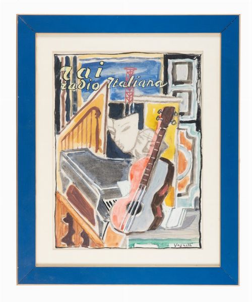 Gianni Vagnetti : Bozzetto pubblicitario per la RAI Radio Italiana.  - Asta Arte Antica, Moderna e Contemporanea [parte II] - Associazione Nazionale - Case d'Asta italiane