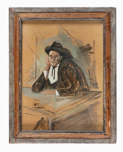 Lorenzo Viani : Uomo all'osteria.  - Asta Arte Antica, Moderna e Contemporanea [parte II] - Associazione Nazionale - Case d'Asta italiane