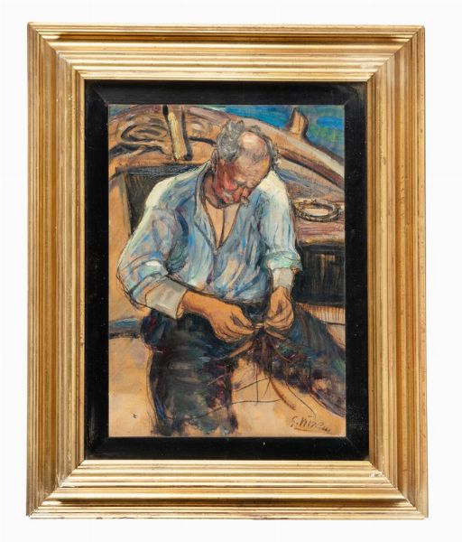 Giuseppe Viviani : Il pescatore.  - Asta Arte Antica, Moderna e Contemporanea [parte II] - Associazione Nazionale - Case d'Asta italiane
