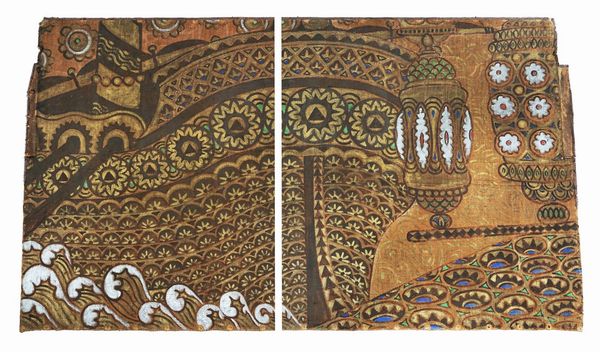 Vittorio Zecchin : Pannello per decorazione parietale a motivi veneziani.  - Asta Arte Antica, Moderna e Contemporanea [parte II] - Associazione Nazionale - Case d'Asta italiane