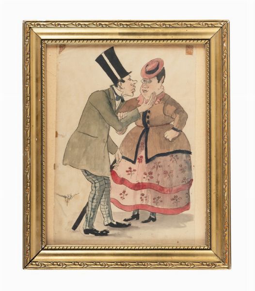 Giovanni Boldini : Coppia caricaturale.  - Asta Arte Antica, Moderna e Contemporanea [parte II] - Associazione Nazionale - Case d'Asta italiane