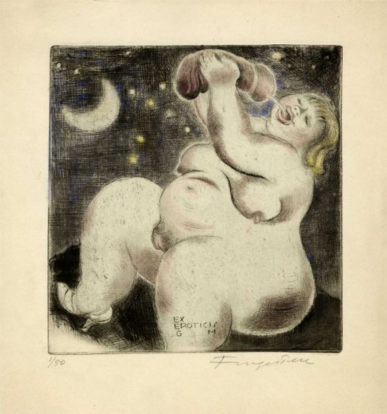 MICHEL FINGESTEN : Lotto composto di 2 incisioni erotiche.  - Asta Arte Antica, Moderna e Contemporanea [parte II] - Associazione Nazionale - Case d'Asta italiane