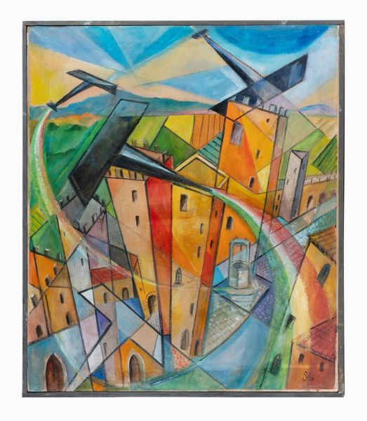 SIB [PSEUD. PER PIERLUIGI BOSSI] : Spirali tricolori sul medioevo.  - Asta Arte Antica, Moderna e Contemporanea [parte II] - Associazione Nazionale - Case d'Asta italiane