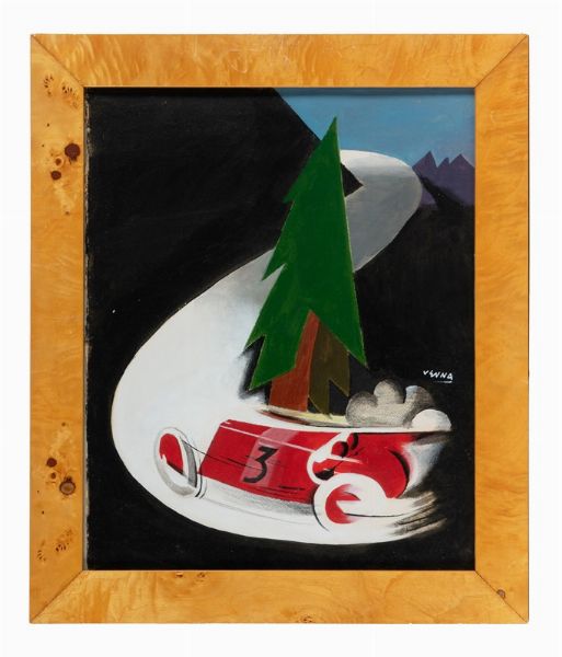 LUCIO VENNA LANDSMANN : Automobile rossa in corsa.  - Asta Arte Antica, Moderna e Contemporanea [parte II] - Associazione Nazionale - Case d'Asta italiane