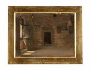 Giuseppe Abbati - Interno di castello.