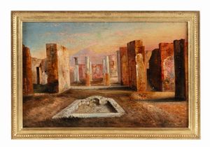 Gabriele Carelli - Lotto composto di due vedute degli scavi di Pompei.