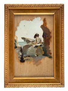 VITTORIO MATTEO CORCOS - Signora sugli scogli.