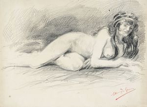 HENRY DE GROUX - Nudo femminile disteso.