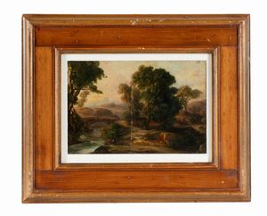 Serafino De Tivoli - Paesaggio con ponte e ruscello.