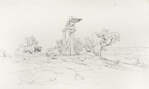 Johann Jakob Frey - Lotto composto di 3 disegni con rovine.
