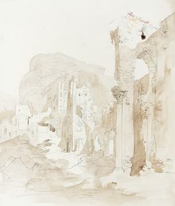 Johann Jakob Frey : Lotto composto di 3 disegni con rovine.  - Asta Arte Antica, Moderna e Contemporanea [parte II] - Associazione Nazionale - Case d'Asta italiane