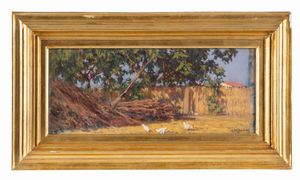 Giorgio Kienerk - Angolo di aia con fascine - Fauglia.