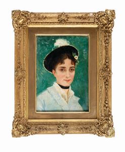 Silvestro Lega - Ritratto di dama in celeste.