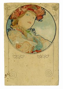 Alphonse Mucha - Bozzetto per cartolina postale.