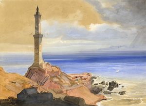 CARL ANTON JOSEPH ROTTMANN - Bozzetto per Leuchtturm von Genua.