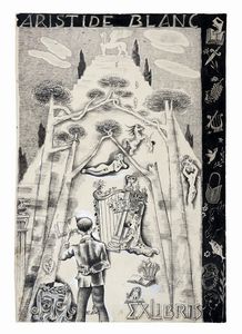 MICHEL FINGESTEN - Disegno preparatorio per l'ex libris Aristide Blanc.