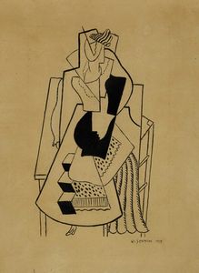 Gino Severini - Recherche dynamique d'une femme assise.