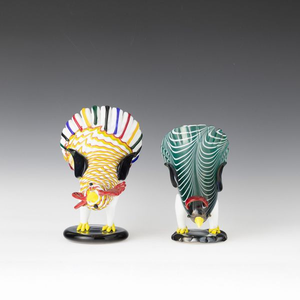 FULVIO BIANCONI : Venini, Murano 1993 Gallo e Gallina  - Asta Vetri di Murano del '900 - Associazione Nazionale - Case d'Asta italiane