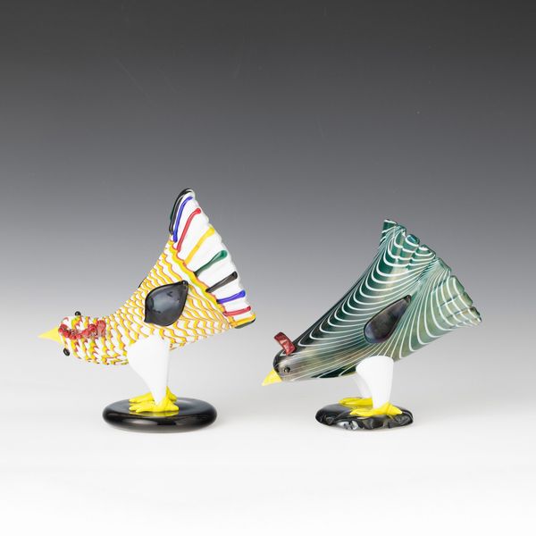 FULVIO BIANCONI : Venini, Murano 1993 Gallo e Gallina  - Asta Vetri di Murano del '900 - Associazione Nazionale - Case d'Asta italiane
